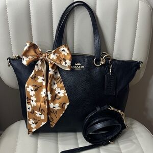 Coach Black Tote with Floral Bow